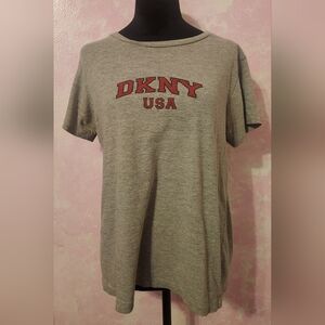DKNY Grey Short Sleeve Tee with Red USA Logo